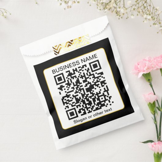 Bewerkbare, scanbare QR-code + uw bedrijfsnaam Bedankzakje (Gezegeld)