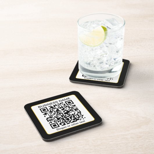 Bewerkbare, scanbare QR-code + uw bedrijfsnaam Bier Onderzetter (Rechterzijde)