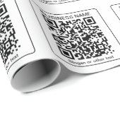 Bewerkbare, scanbare QR-code + uw bedrijfsnaam Cadeaupapier (Rol Hoek)