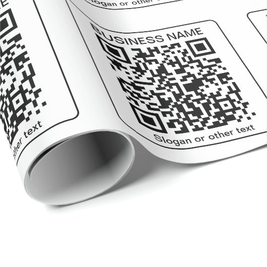 Bewerkbare, scanbare QR-code + uw bedrijfsnaam Cadeaupapier (Rol Hoek)