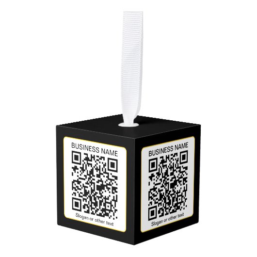 Bewerkbare, scanbare QR-code + uw bedrijfsnaam Decoratie (Voorkant hoekig)