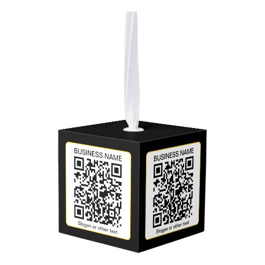 Bewerkbare, scanbare QR-code + uw bedrijfsnaam Decoratie (Achter hoekig)