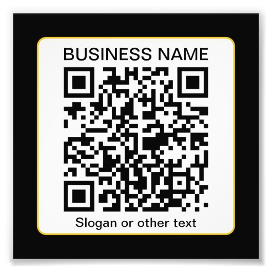 Bewerkbare, scanbare QR-code + uw bedrijfsnaam Foto Afdruk (Voorkant)