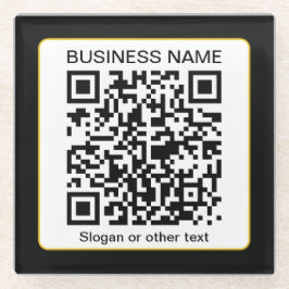 Bewerkbare, scanbare QR-code + uw bedrijfsnaam Glazen Onderzetter