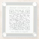 Bewerkbare, scanbare QR-code + uw bedrijfsnaam Glazen Onderzetter (Achterkant)