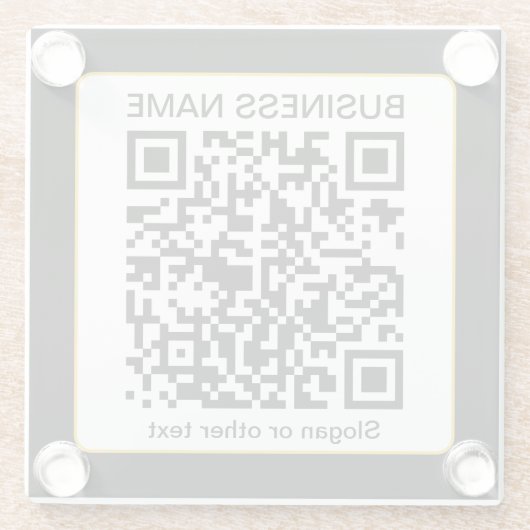 Bewerkbare, scanbare QR-code + uw bedrijfsnaam Glazen Onderzetter (Achterkant)