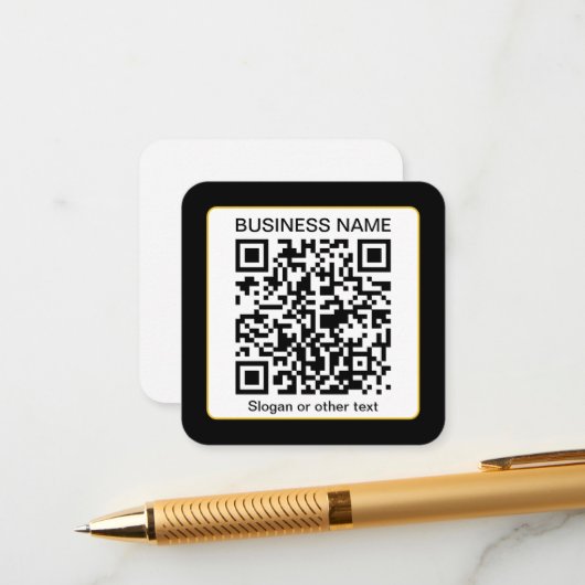 Bewerkbare, scanbare QR-code + uw bedrijfsnaam Informatiekaartje (Voorkant / Achterkant in situ)