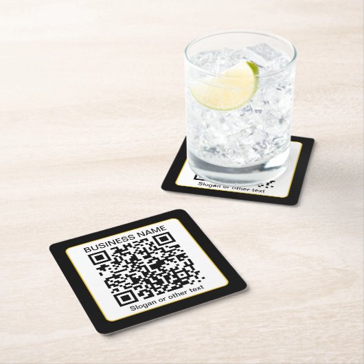 Bewerkbare, scanbare QR-code + uw bedrijfsnaam Kartonnen Onderzetters (Insitu)
