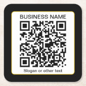 Bewerkbare, scanbare QR-code + uw bedrijfsnaam Kartonnen Onderzetters (Voorkant)