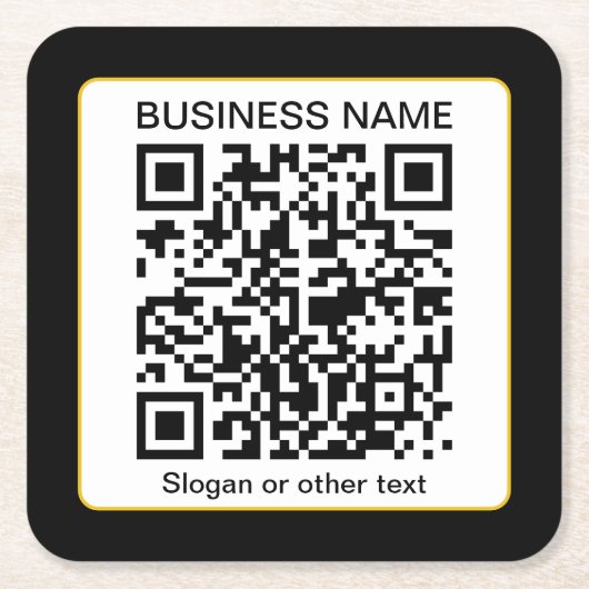 Bewerkbare, scanbare QR-code + uw bedrijfsnaam Kartonnen Onderzetters (Voorkant)
