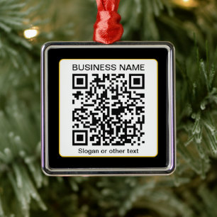 Bewerkbare, scanbare QR-code + uw bedrijfsnaam Metalen Ornament