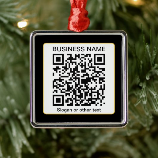Bewerkbare, scanbare QR-code + uw bedrijfsnaam Metalen Ornament (Boom)
