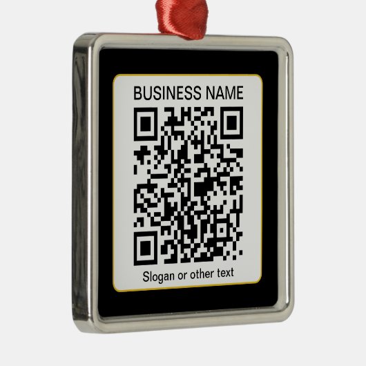 Bewerkbare, scanbare QR-code + uw bedrijfsnaam Metalen Ornament (Rechts)