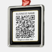 Bewerkbare, scanbare QR-code + uw bedrijfsnaam Metalen Ornament (Links)