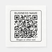 Bewerkbare, scanbare QR-code + uw bedrijfsnaam Servet (Voorkant)