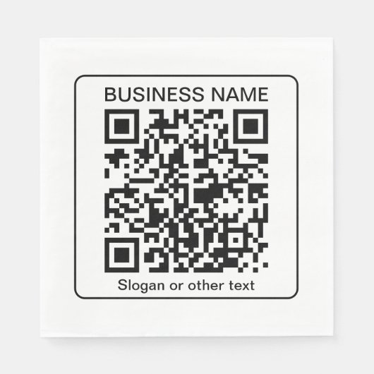 Bewerkbare, scanbare QR-code + uw bedrijfsnaam Servet (Voorkant)