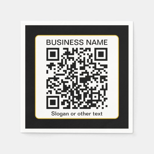 Bewerkbare, scanbare QR-code + uw bedrijfsnaam Servet (Voorkant)