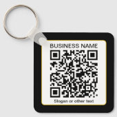 Bewerkbare, scanbare QR-code + uw bedrijfsnaam Sleutelhanger (Voorkant)