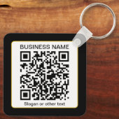 Bewerkbare, scanbare QR-code + uw bedrijfsnaam Sleutelhanger (Achterkant)
