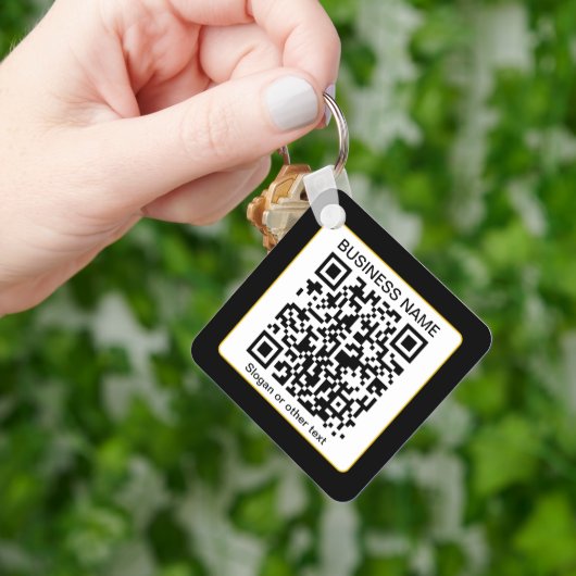 Bewerkbare, scanbare QR-code + uw bedrijfsnaam Sleutelhanger (Hand)