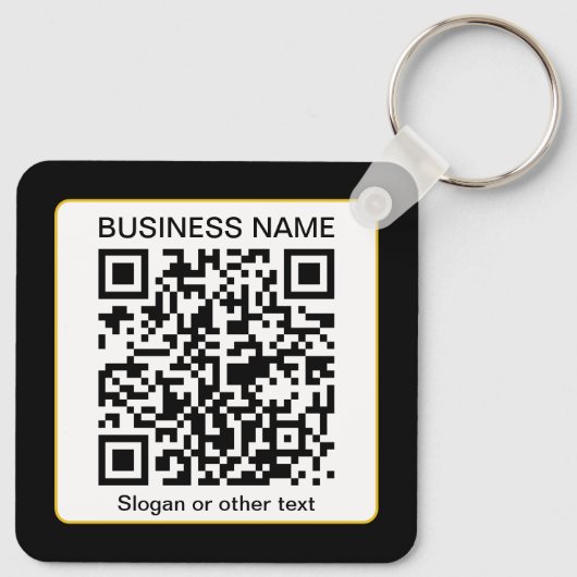 Bewerkbare, scanbare QR-code + uw bedrijfsnaam Sleutelhanger (Achterkant)