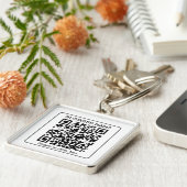 Bewerkbare, scanbare QR-code + uw bedrijfsnaam Sleutelhanger (Zijkant)