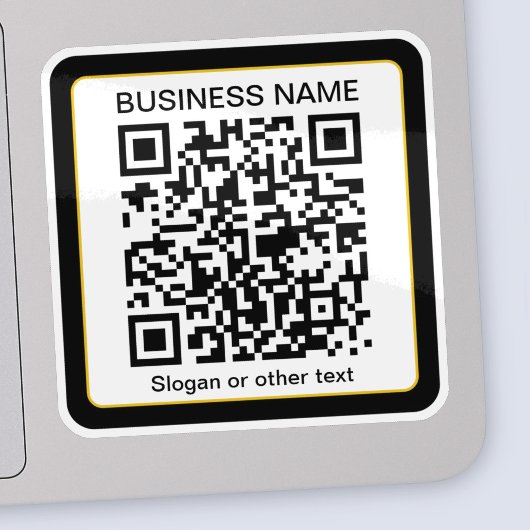 Bewerkbare, scanbare QR-code + uw bedrijfsnaam Sticker