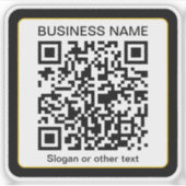 Bewerkbare, scanbare QR-code + uw bedrijfsnaam Sticker (Voorkant)