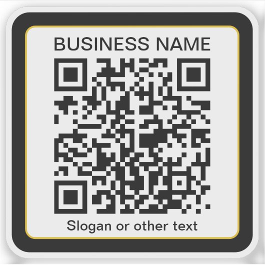Bewerkbare, scanbare QR-code + uw bedrijfsnaam Sticker (Voorkant)