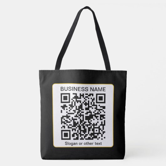 Bewerkbare, scanbare QR-code + uw bedrijfsnaam Tote Bag (Voorkant)