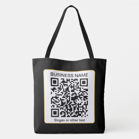 Bewerkbare, scanbare QR-code + uw bedrijfsnaam Tote Bag (Achterkant)