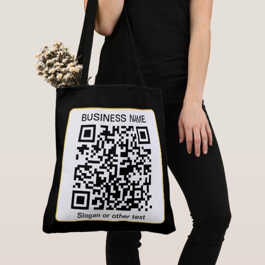 Bewerkbare, scanbare QR-code + uw bedrijfsnaam Tote Bag (Dichtbij)