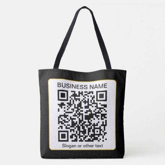 Bewerkbare, scanbare QR-code + uw bedrijfsnaam Tote Bag (Achterkant)
