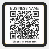 Bewerkbare, scanbare QR-code + uw bedrijfsnaam Vierkante Sticker (Voorkant)