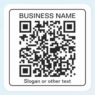 Bewerkbare, scanbare QR-code + uw bedrijfsnaam Vierkante Sticker