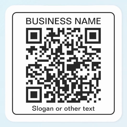 Bewerkbare, scanbare QR-code + uw bedrijfsnaam Vierkante Sticker