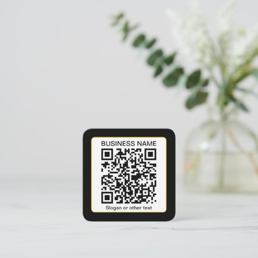 Bewerkbare, scanbare QR-code + uw bedrijfsnaam Vierkante Visitekaartje (Staand voorkant)