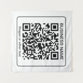 Bewerkbare, scanbare QR-code + uw bedrijfsnaam Wandkleed (Voorkant (horizontaal))