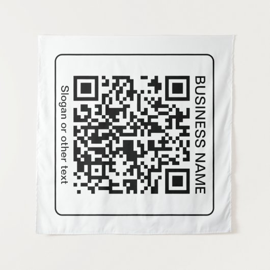 Bewerkbare, scanbare QR-code + uw bedrijfsnaam Wandkleed (Voorkant (horizontaal))