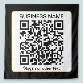 Bewerkbare, scanbare QR-code + uw bedrijfsnaam Wandkleed