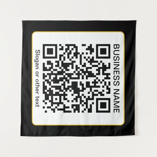 Bewerkbare, scanbare QR-code + uw bedrijfsnaam Wandkleed (Voorkant (horizontaal))