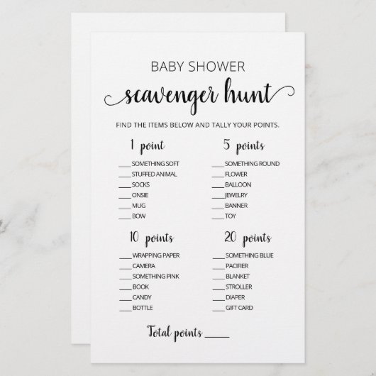 Bewerkbare Scavenger Hunt Baby shower spel (Voorkant / Achterkant)
