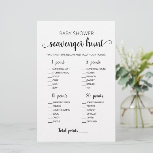 Bewerkbare Scavenger Hunt Baby shower spel (Staand voorkant)