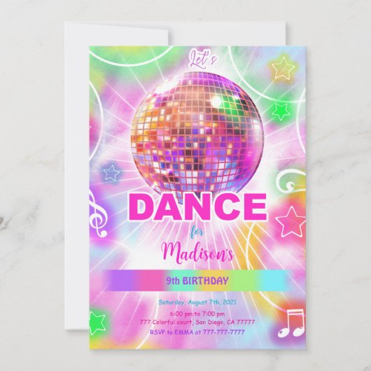 Bewerkbare Schattigee Dans Verjaardag Kaart (Voorkant)