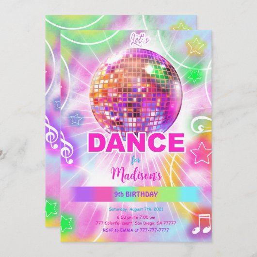 Bewerkbare Schattigee Dans Verjaardag Kaart (Voorkant / Achterkant)