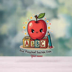 Bewerkbare Schattigee docent Apple Design Acryl Bord