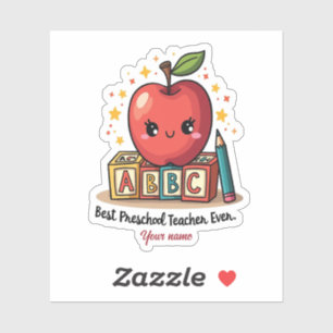 Bewerkbare Schattigee docent Apple Design Sticker