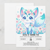 Bewerkbare Schattigee Fox Digital Birthday Kaart (Voorkant / Achterkant)