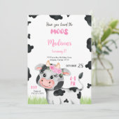 Bewerkbare Schattigee Koe Verjaardagsuitnodiging Kaart (Staand voorkant)
