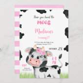 Bewerkbare Schattigee Koe Verjaardagsuitnodiging Kaart (Voorkant / Achterkant)